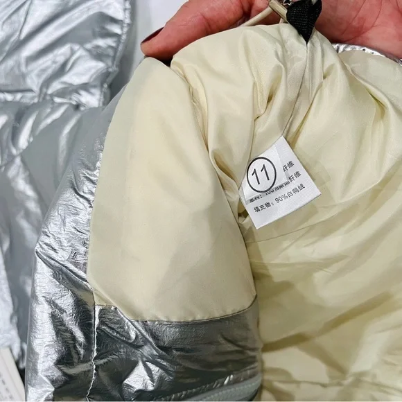 STYLE KIDS| Toddler Unisex Girls Boys Metallic Silver Puffer Jacket 7-9Y NWT - Picture 7 of 9